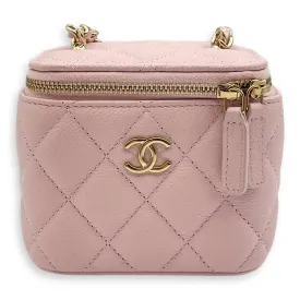 Mini Vanity with CC Chain Pink Vanity Bag in Caviar Leather, Light Gold hardware