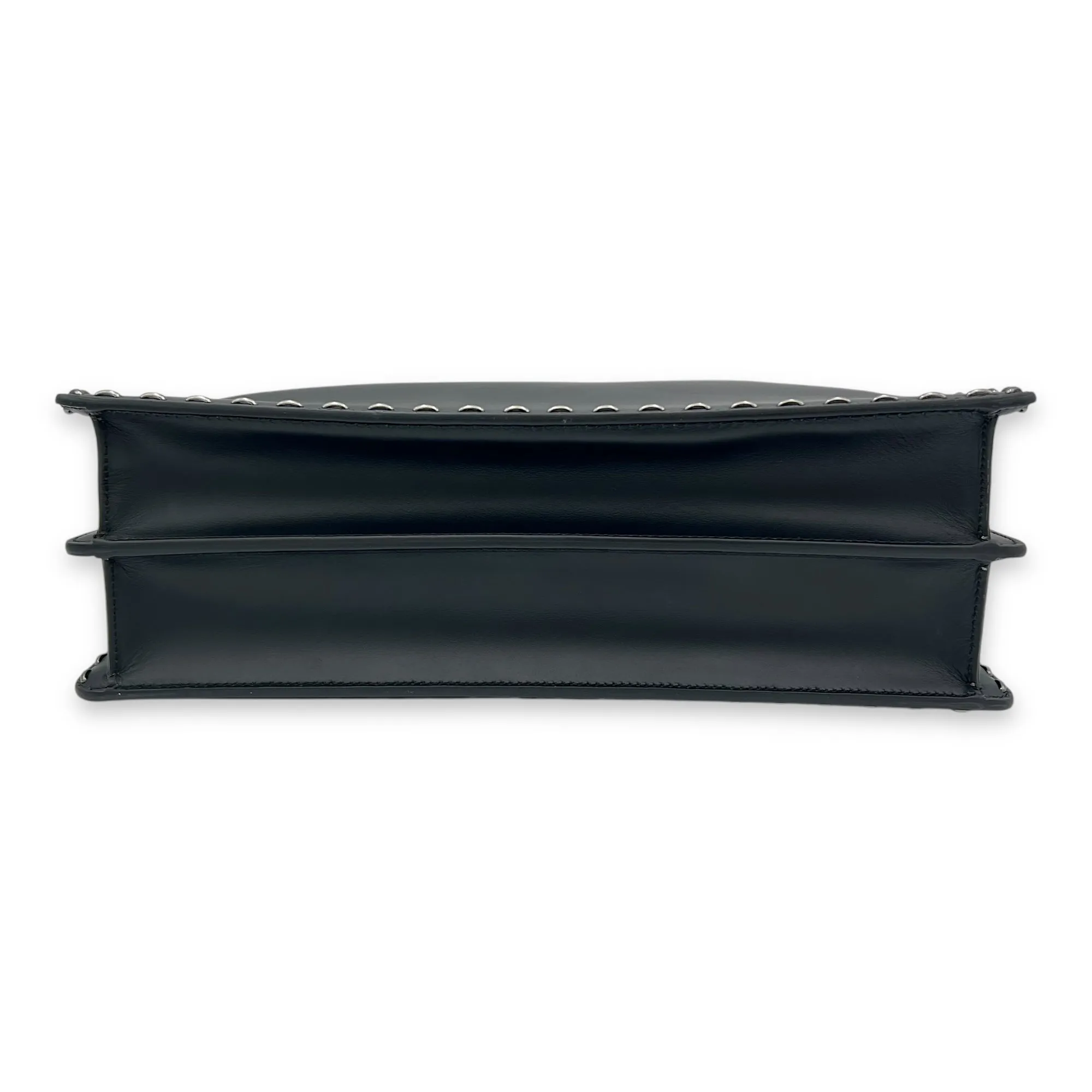Peekaboo Top Handle Bag Black in Calfskin, Silver hardware
