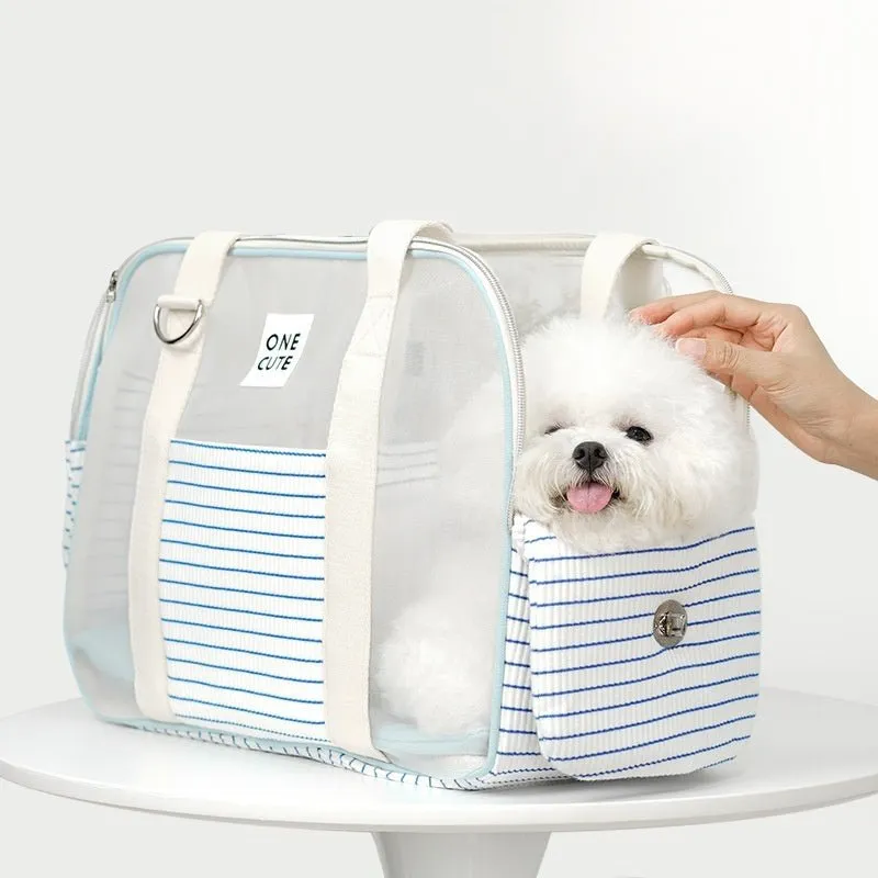 Pet Cat Dog Striped Breathable Shoulder Bag