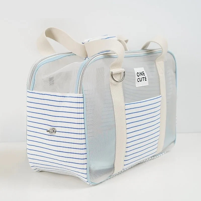 Pet Cat Dog Striped Breathable Shoulder Bag