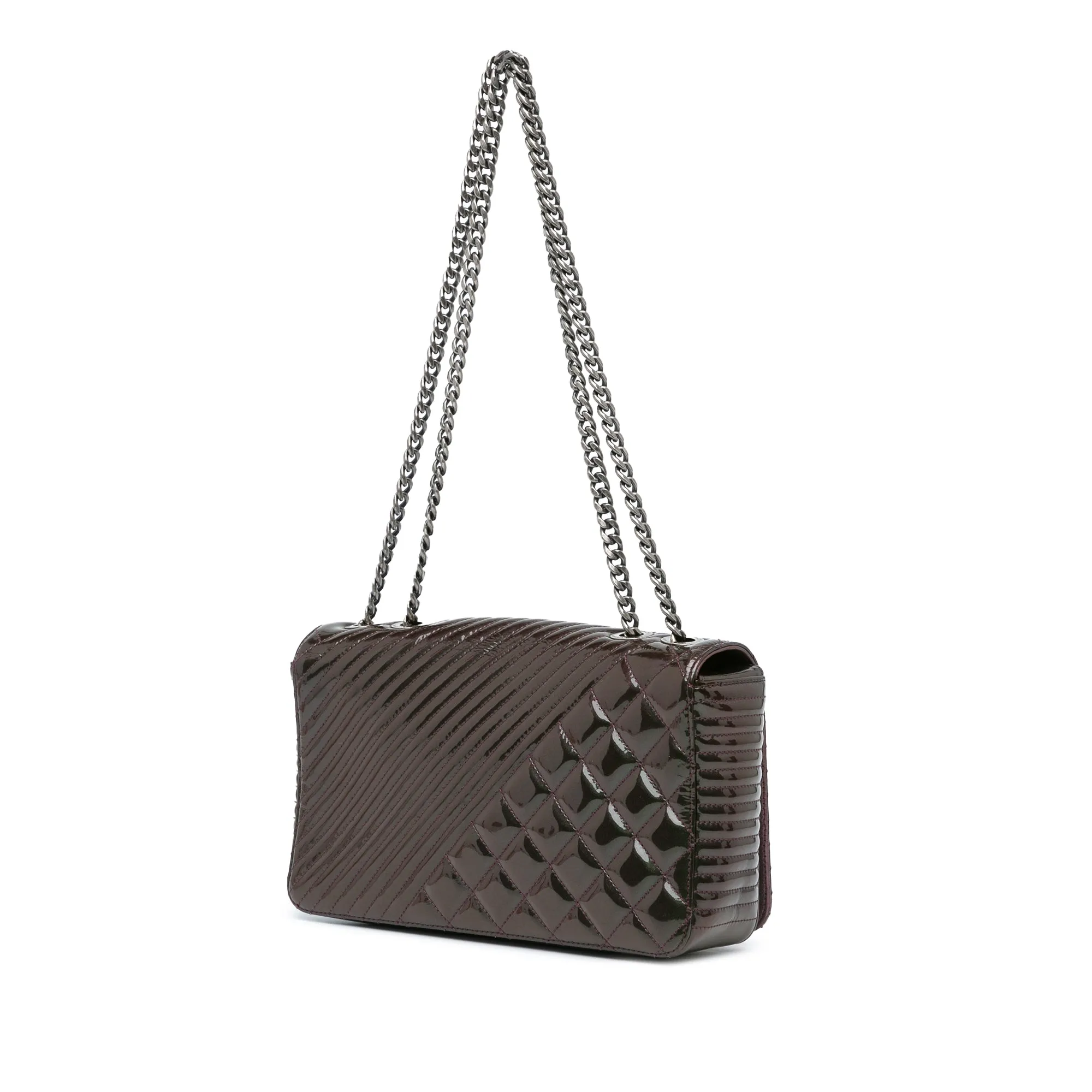 Purple Chanel Medium Patent Coco Boy Flap Shoulder Bag