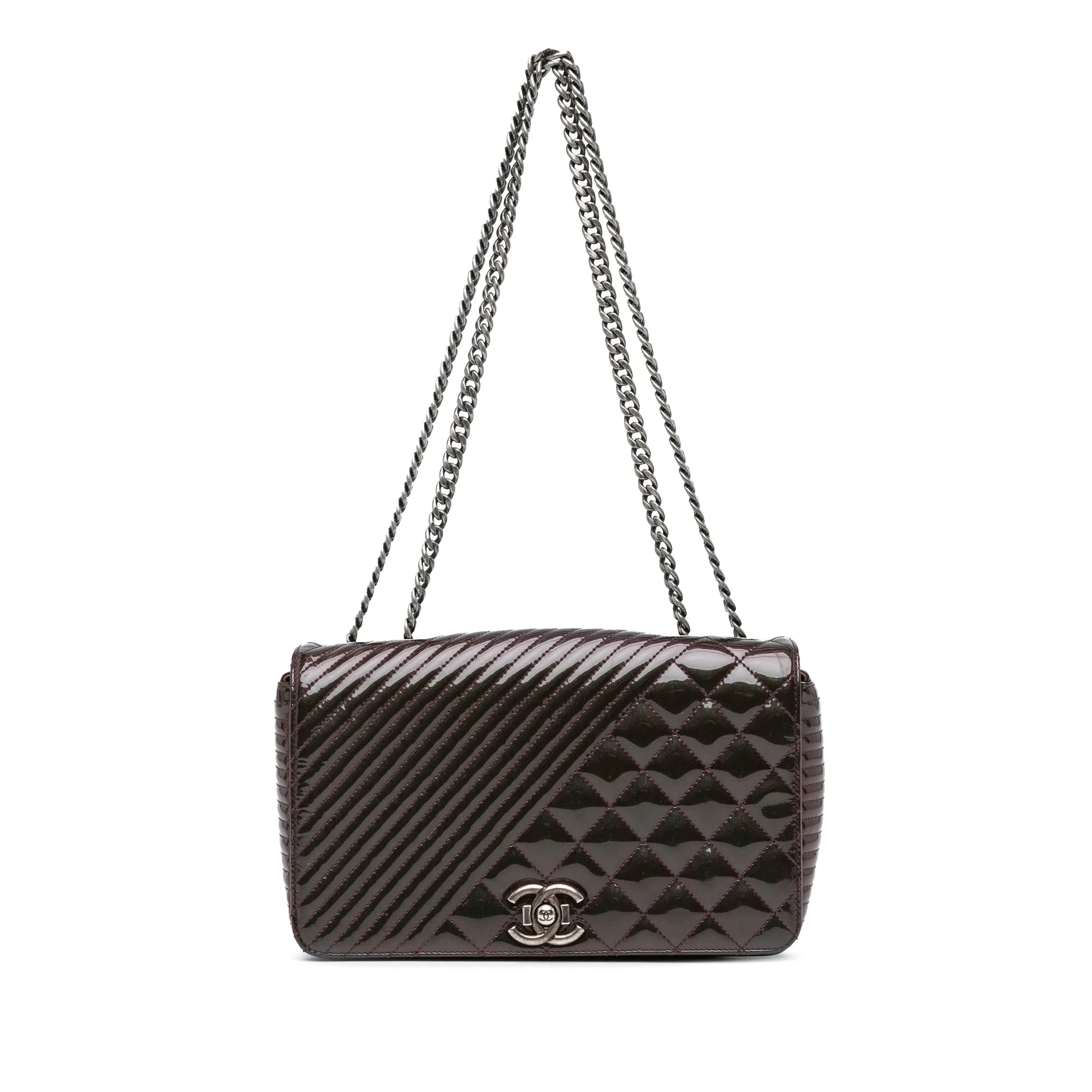 Purple Chanel Medium Patent Coco Boy Flap Shoulder Bag