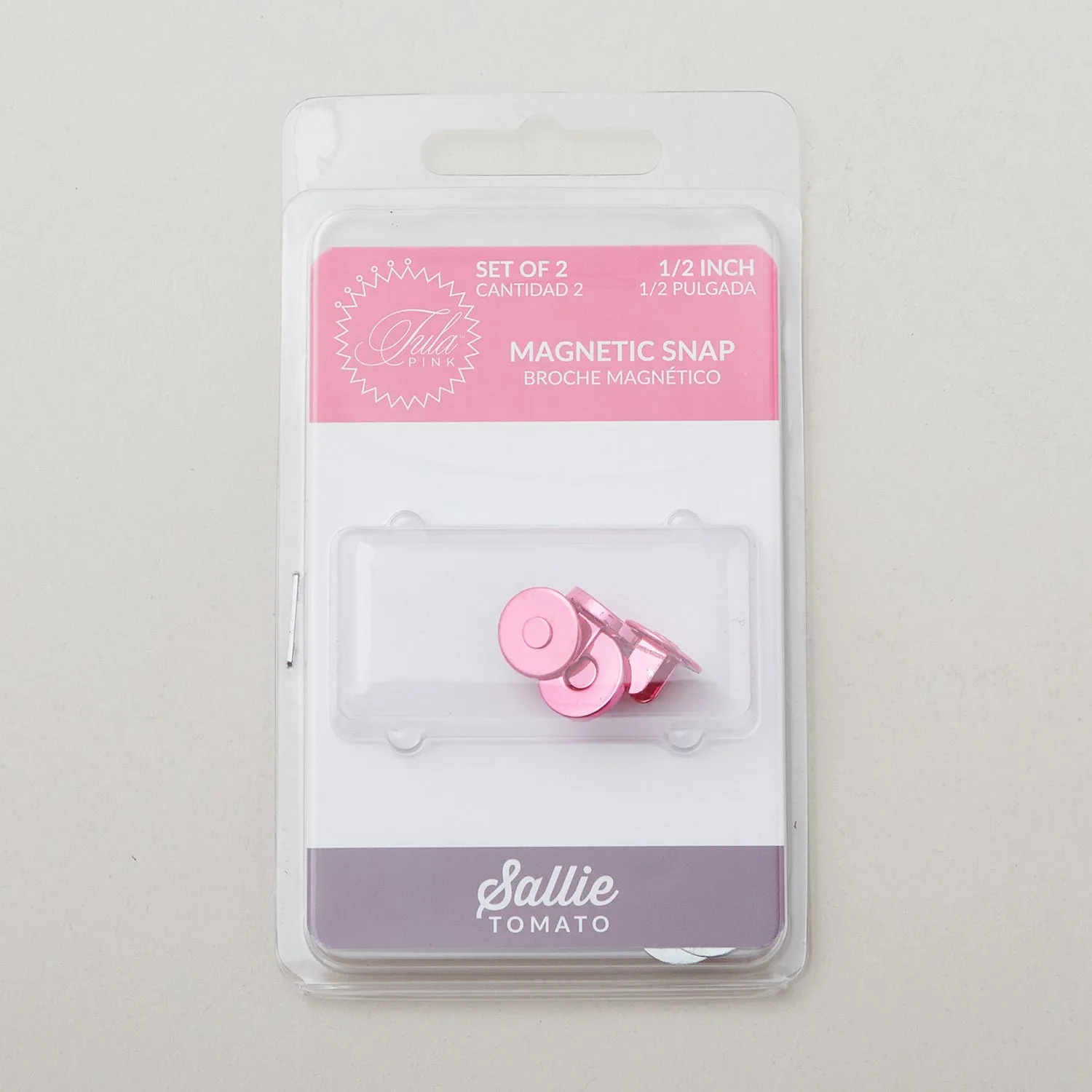 Sallie Tomato Tula Pink 1/2" 2mm Magnetic Snap - Set of Two Pink