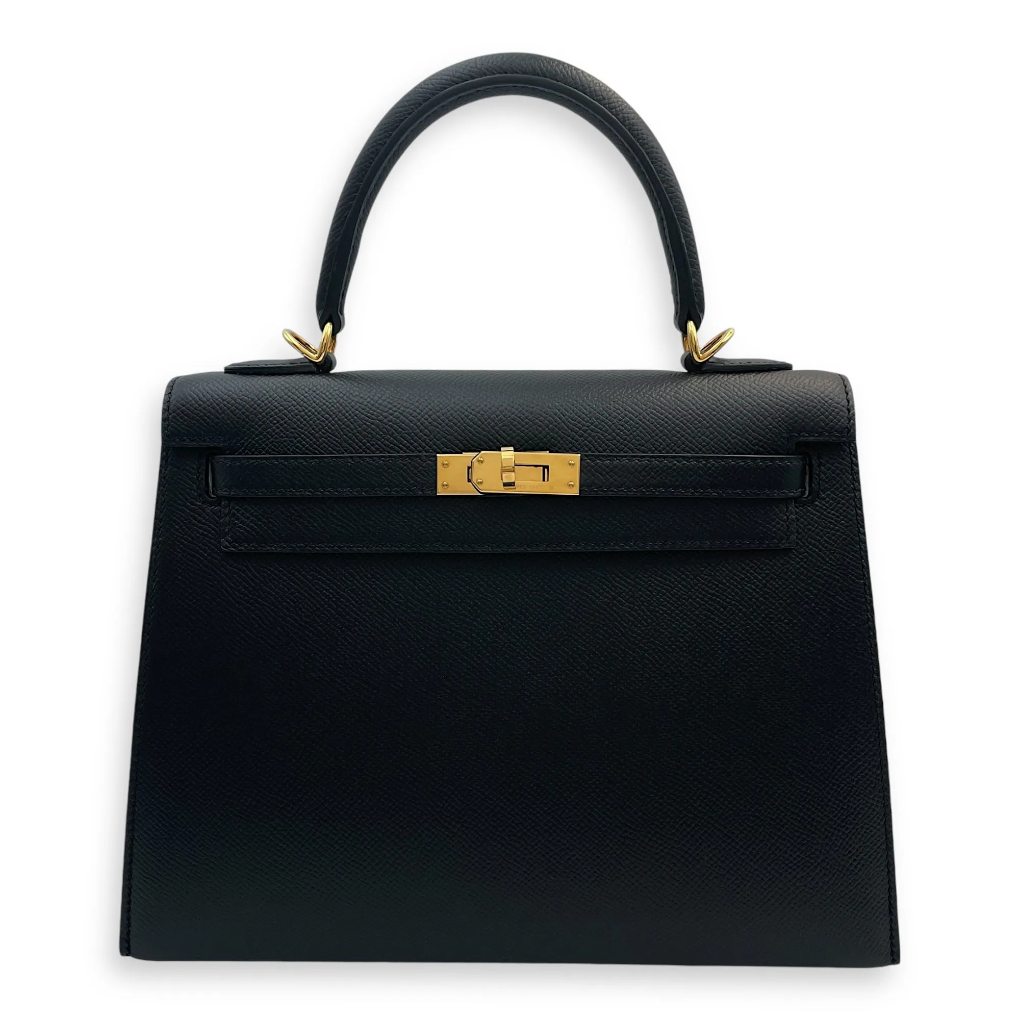 Sellier Kelly 25 Black in Epsom, Gold hardware