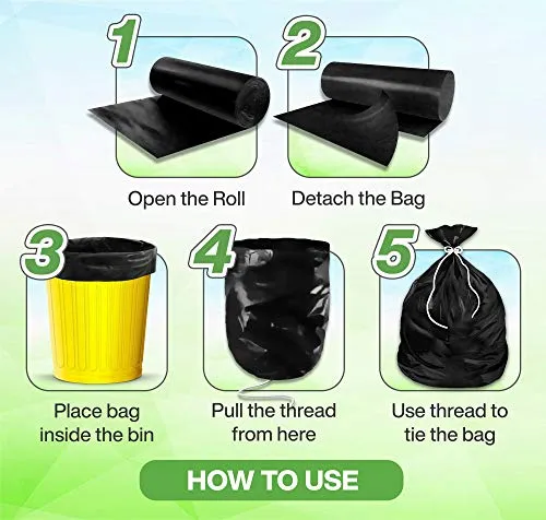Shalimar Premium Eco - Friendly Garbage Bags Size 17 X 19 Inches (Small) 180 Bags (6 Rolls) Dustbin Bag/Trash Bag - Black Color