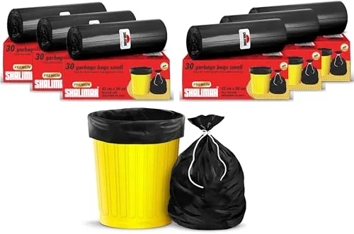 Shalimar Premium Eco - Friendly Garbage Bags Size 17 X 19 Inches (Small) 180 Bags (6 Rolls) Dustbin Bag/Trash Bag - Black Color