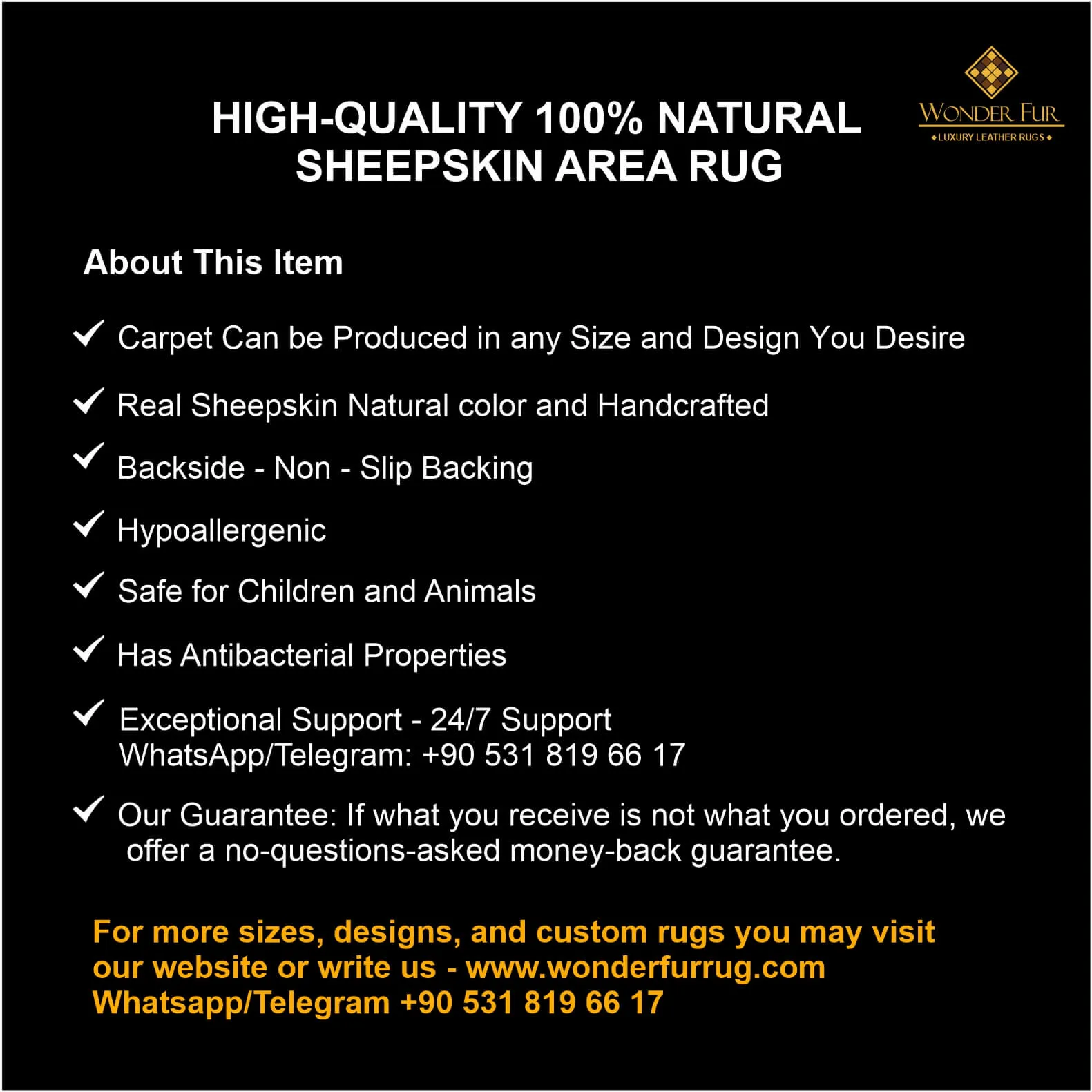 Silver and Gold Natural Sheepskin Area Rug, Unique Handmade Rug for Bedroom