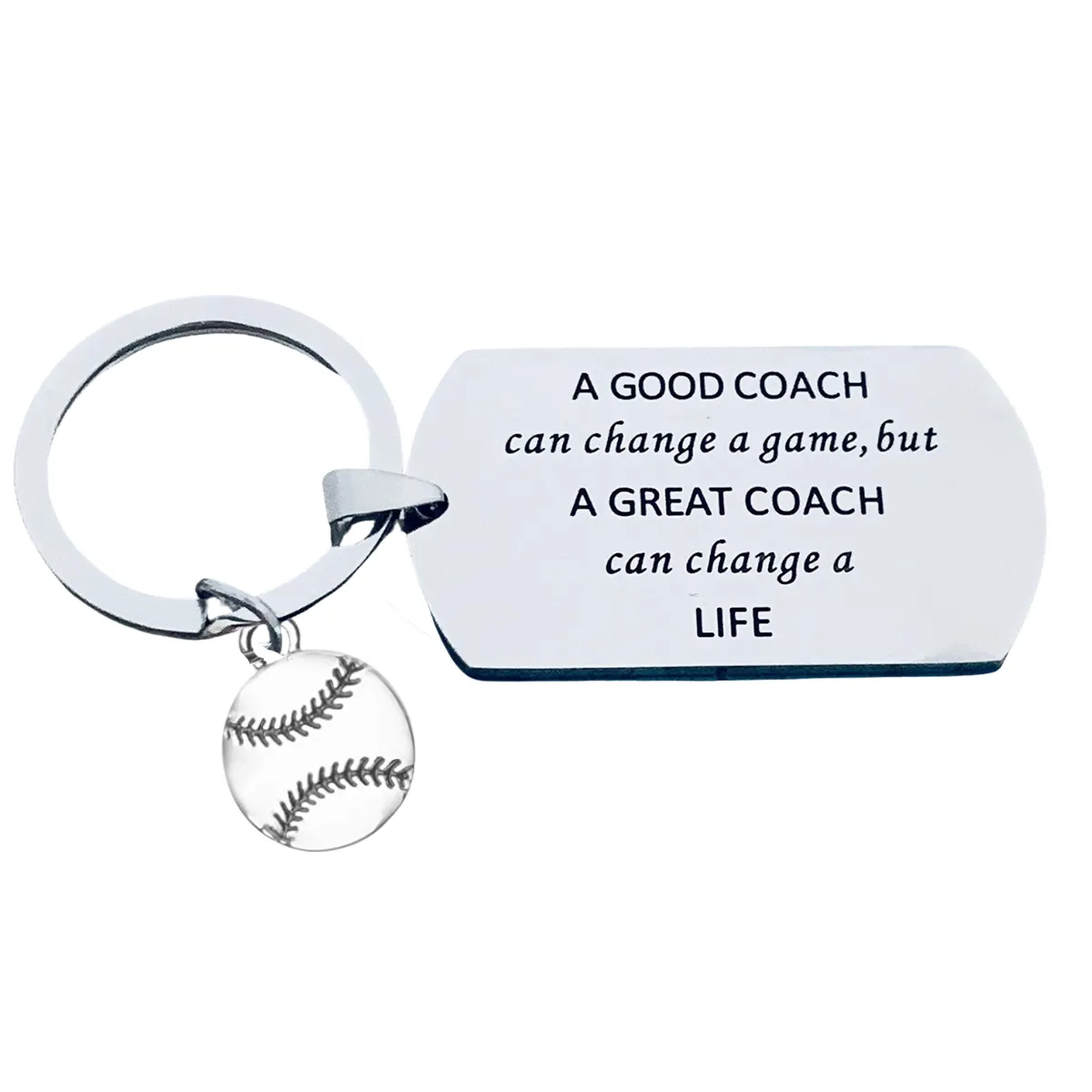 Softball Coach Keychain- A Good Coach Can Change a Game, But a Great Coach Can Change a Life
