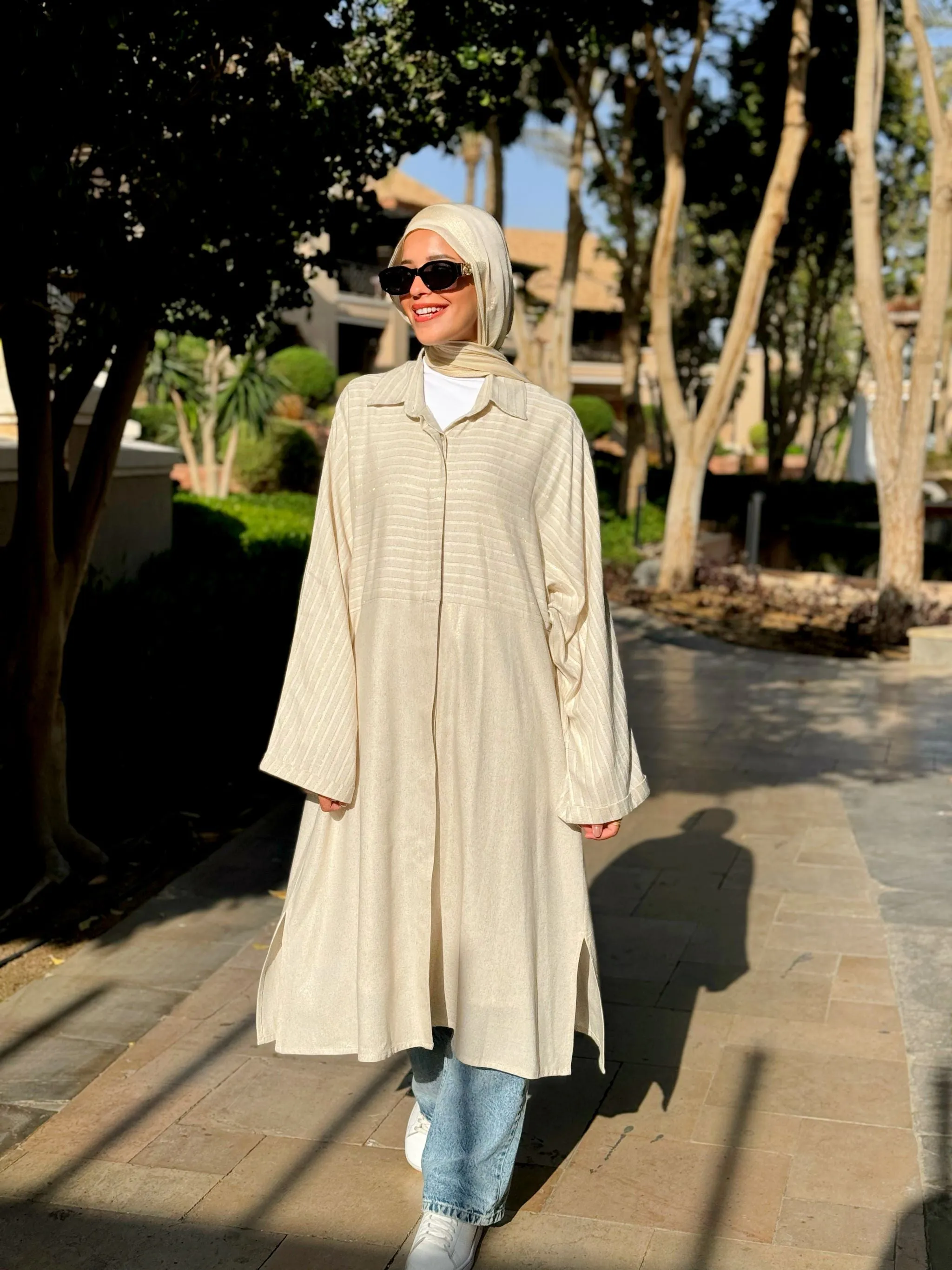 Stripes Linen Blouse-Metallic