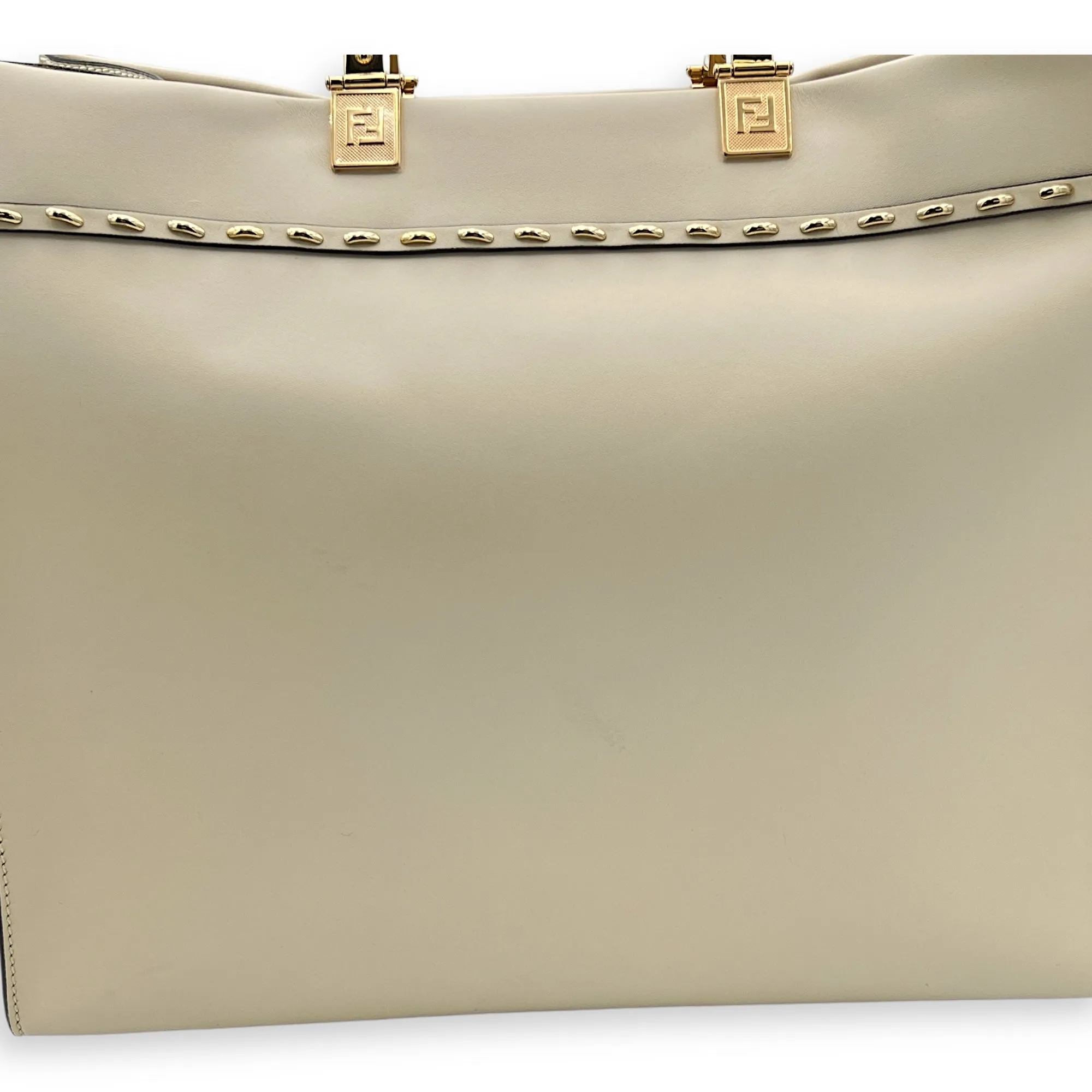 Sunshine Top Handle Bag Beige in Calfskin, Gold hardware