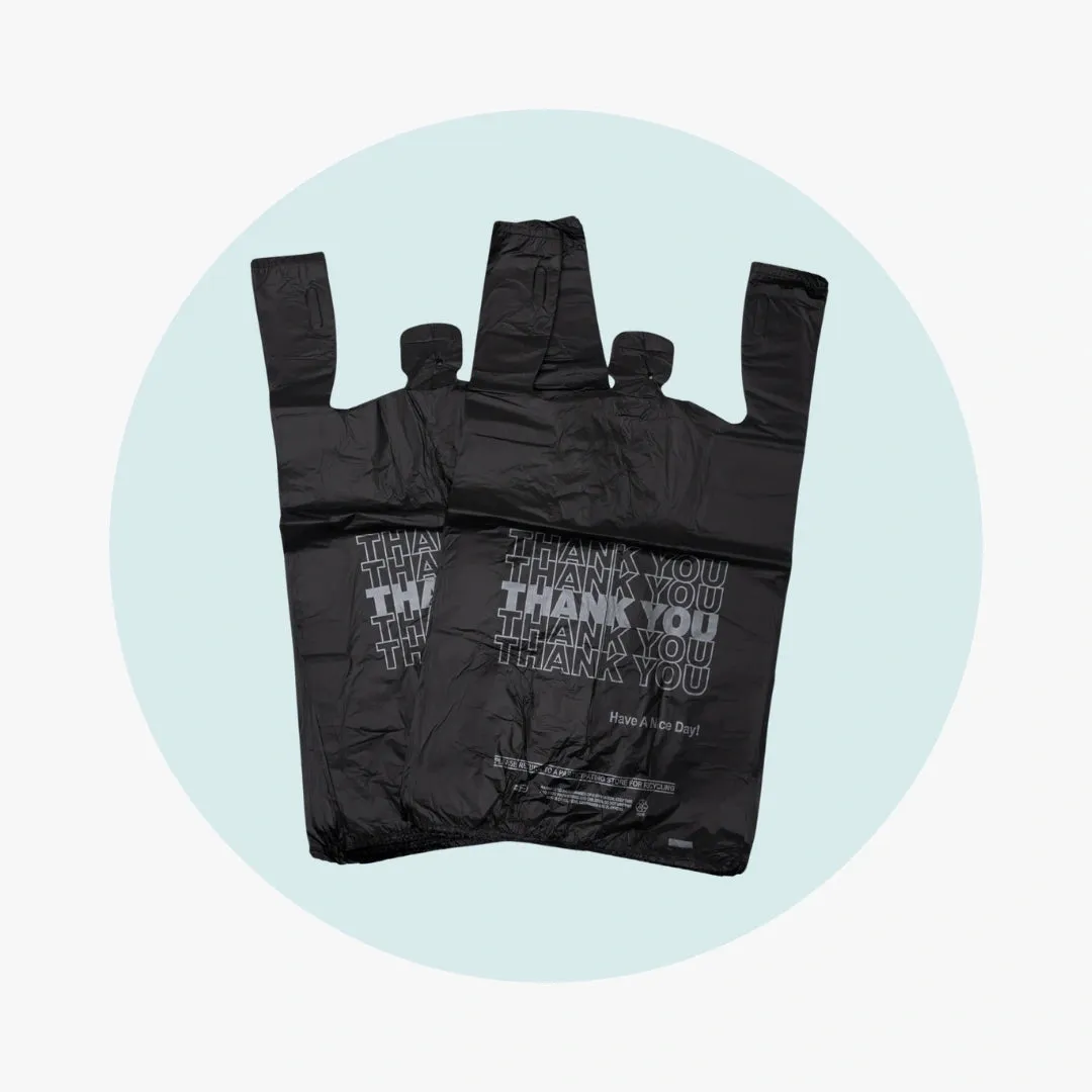 T Shirt Bags Medium 16 mic - BLACK