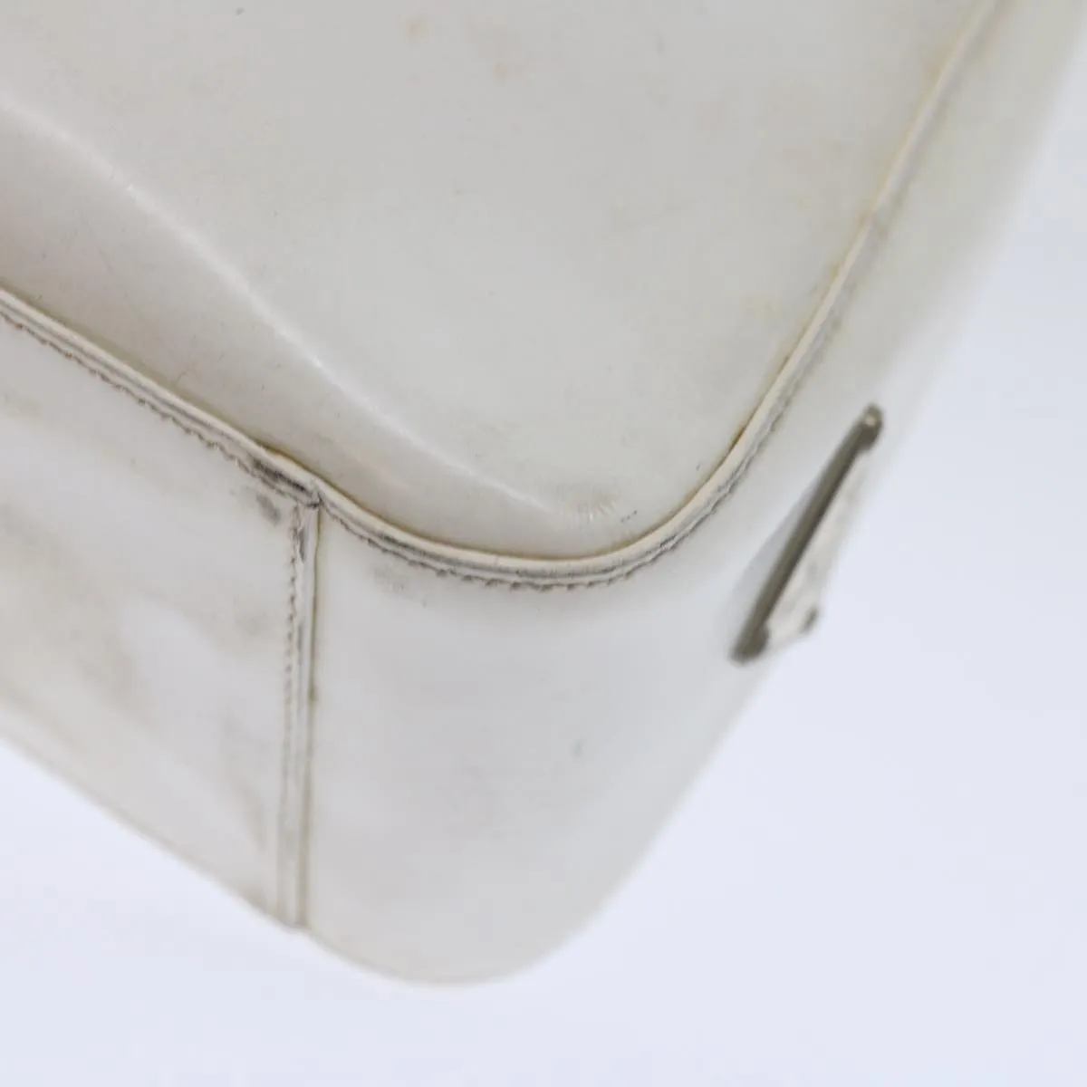 Trendy Inspired Prada Shoulder Bag Patent Leather White Auth 70671