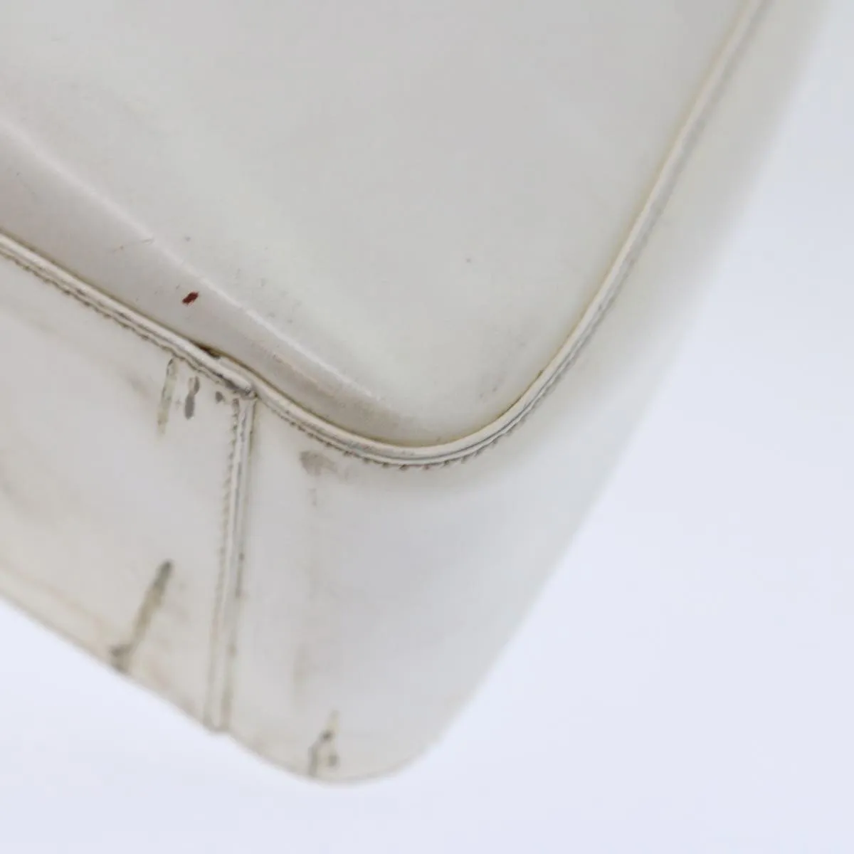 Trendy Inspired Prada Shoulder Bag Patent Leather White Auth 70671