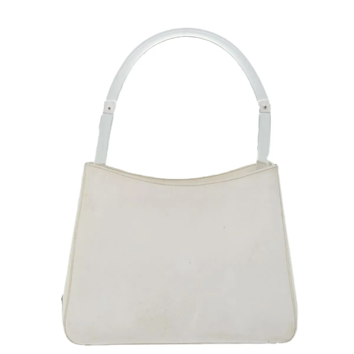 Trendy Inspired Prada Shoulder Bag Patent Leather White Auth 70671