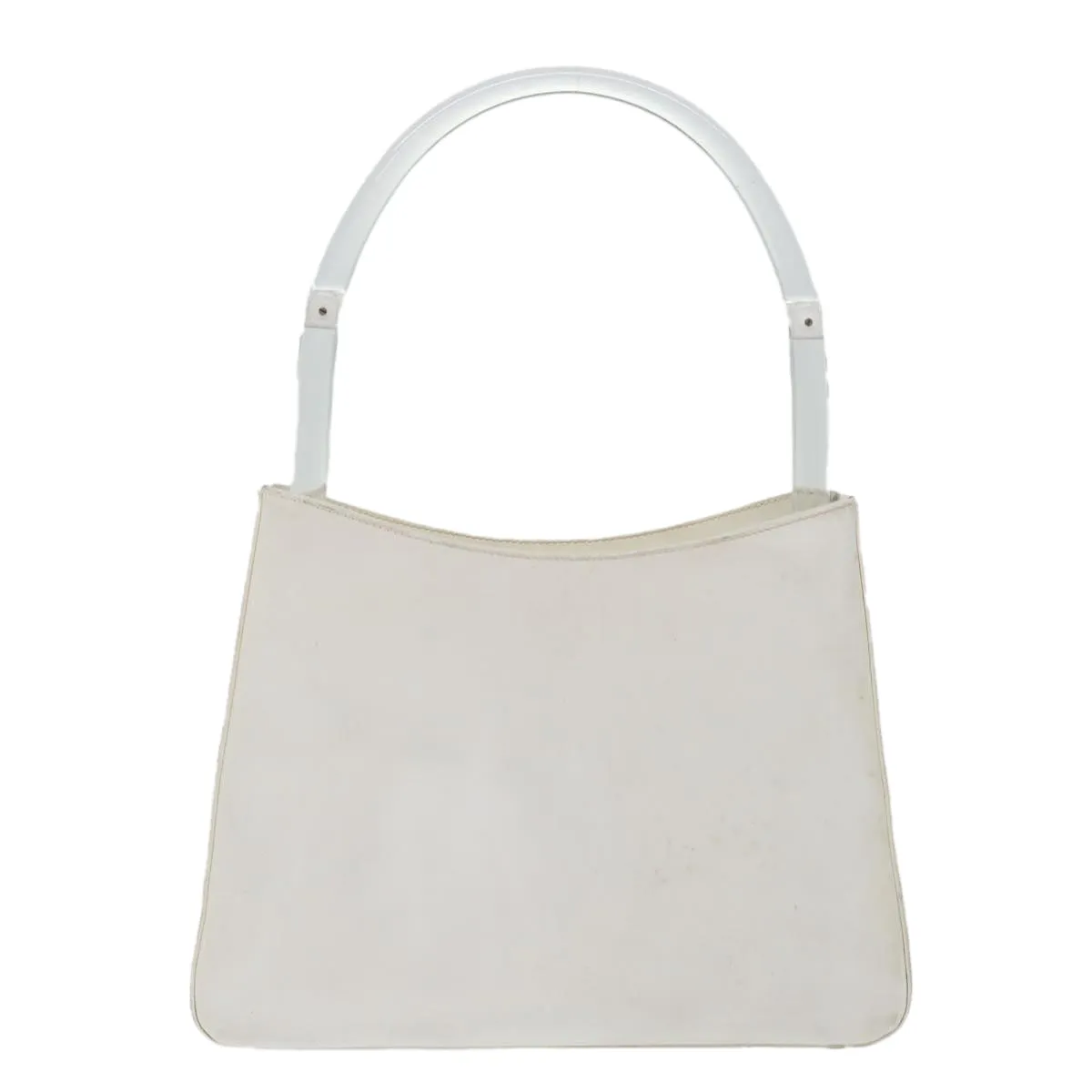 Trendy Inspired Prada Shoulder Bag Patent Leather White Auth 70671