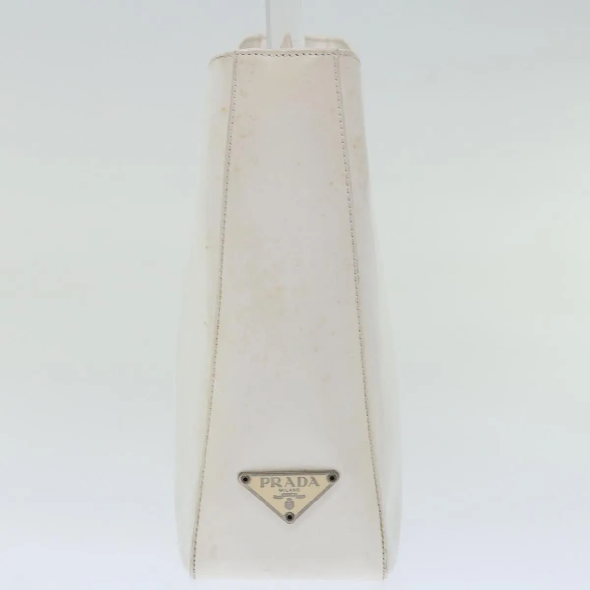 Trendy Inspired Prada Shoulder Bag Patent Leather White Auth 70671