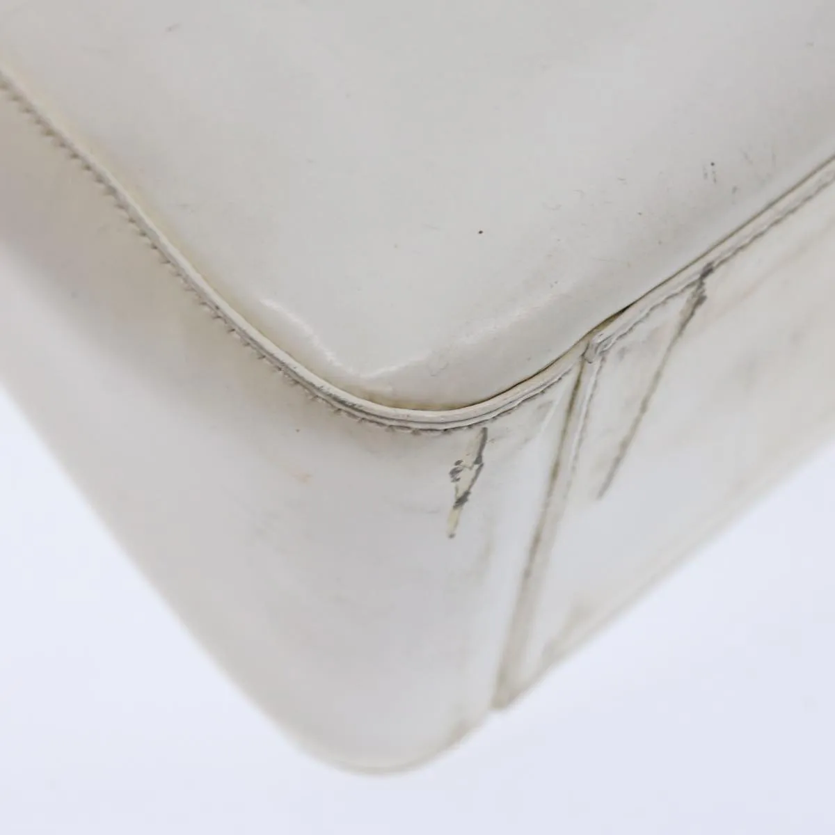 Trendy Inspired Prada Shoulder Bag Patent Leather White Auth 70671