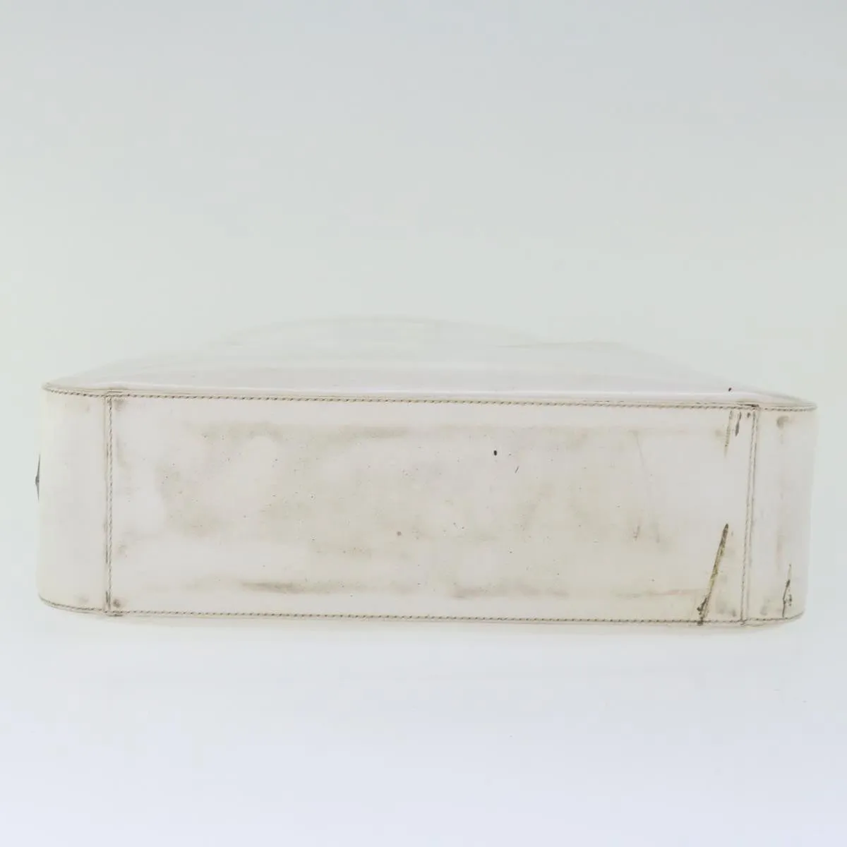 Trendy Inspired Prada Shoulder Bag Patent Leather White Auth 70671