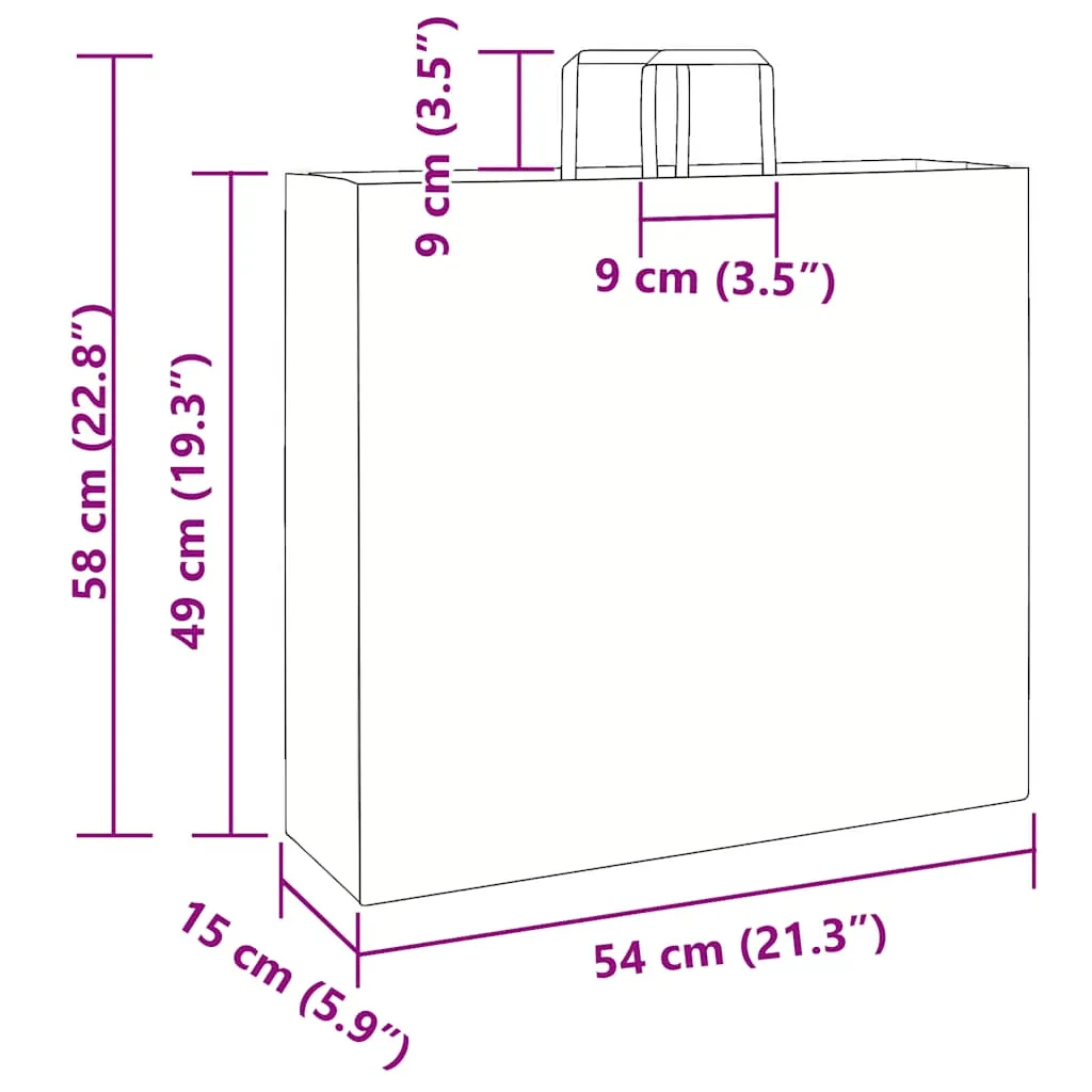 vidaXL Paper Bags 250 pcs with Handles Black 54x15x49 cm