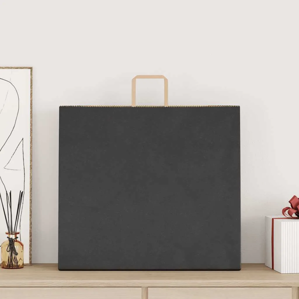 vidaXL Paper Bags 250 pcs with Handles Black 54x15x49 cm