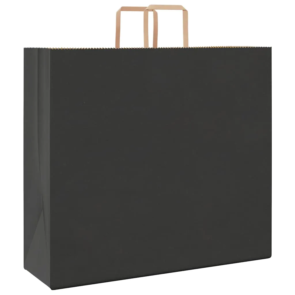 vidaXL Paper Bags 250 pcs with Handles Black 54x15x49 cm