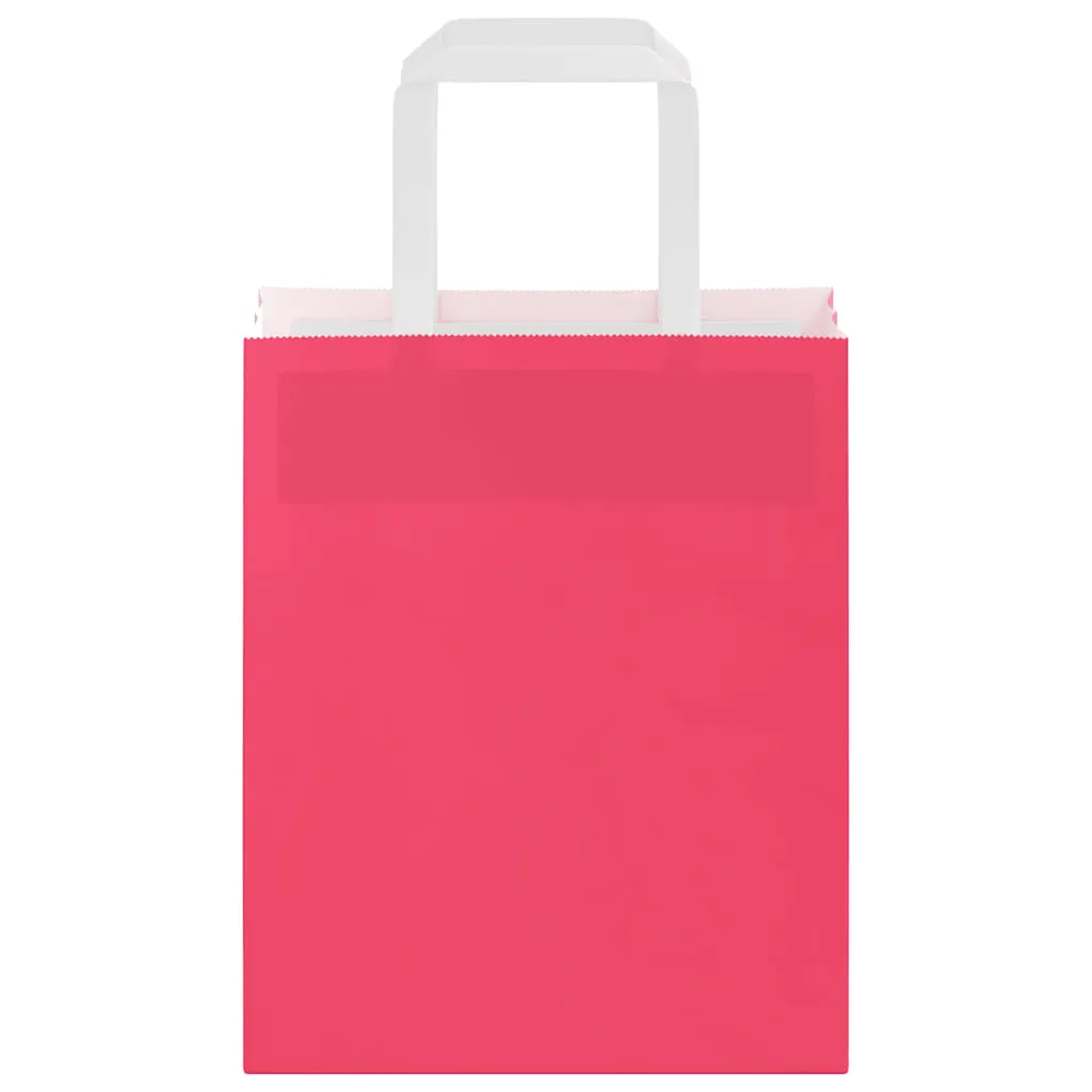 vidaXL Paper Bags 250 pcs with Handles Pink 18x8x22 cm