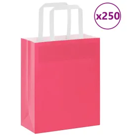 vidaXL Paper Bags 250 pcs with Handles Pink 18x8x22 cm