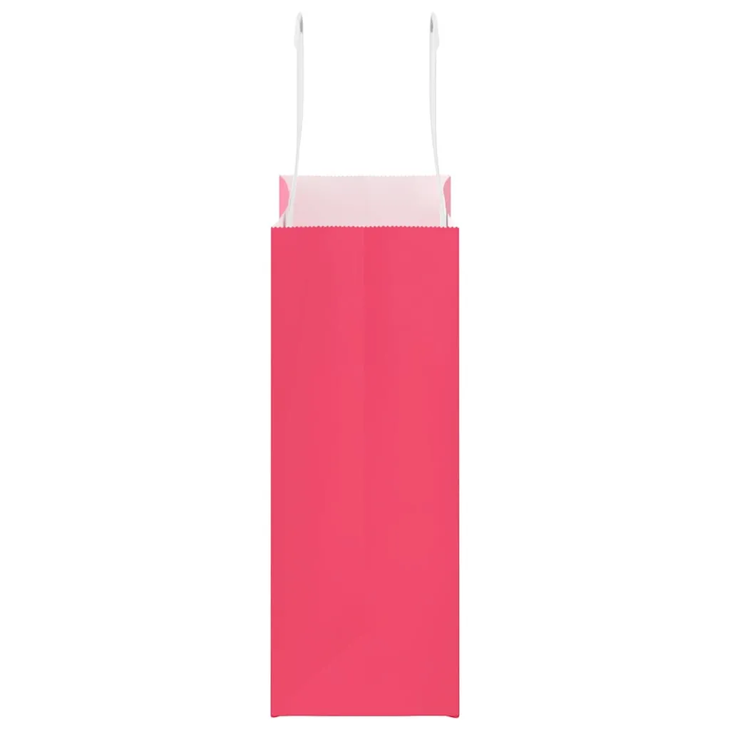 vidaXL Paper Bags 250 pcs with Handles Pink 18x8x22 cm