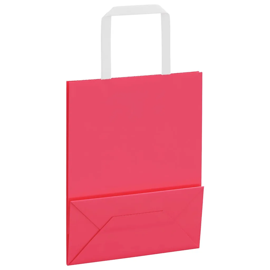vidaXL Paper Bags 250 pcs with Handles Pink 18x8x22 cm