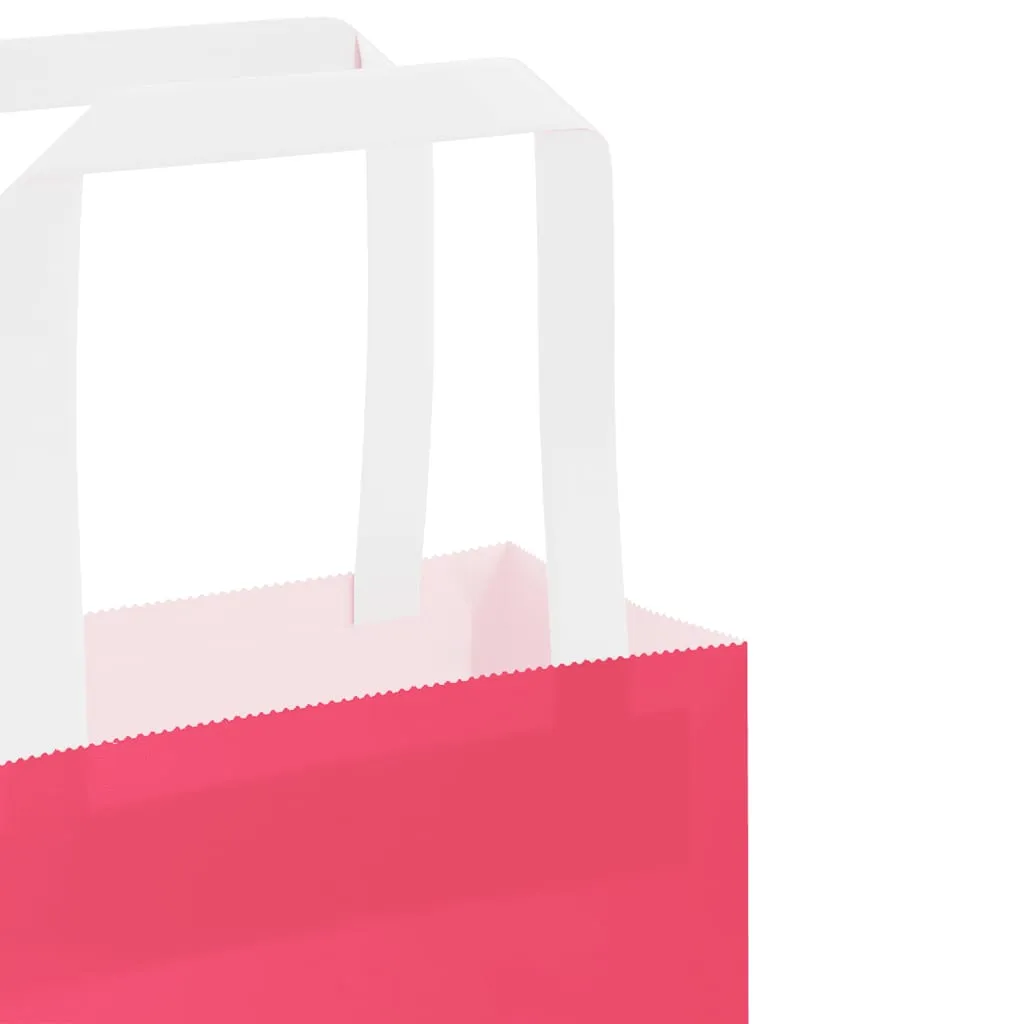 vidaXL Paper Bags 250 pcs with Handles Pink 18x8x22 cm