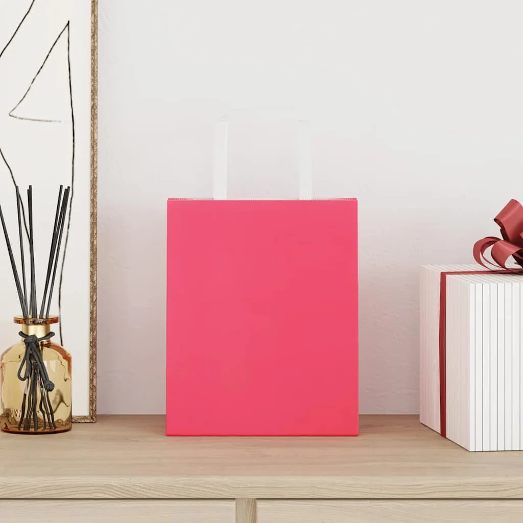 vidaXL Paper Bags 250 pcs with Handles Pink 18x8x22 cm