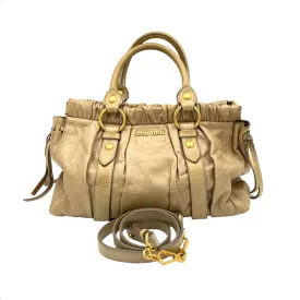 Vitello Lux Beige Top Handle Bag in Goat Leather, Gold hardware